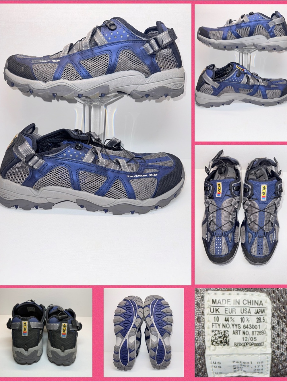 Salomon Men's Blue and Gray Trail Sandal Sneakers with Quick-Lace